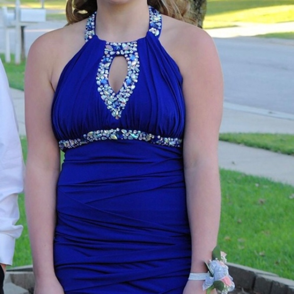 Formal blue short dress - Picture 2 of 7